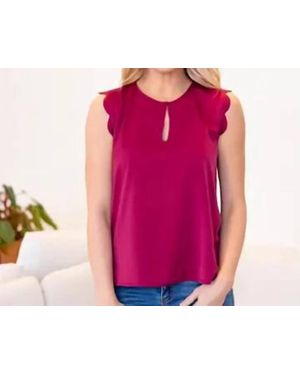 Tickled Teal Scallop Sleeveless Bouse - Pink