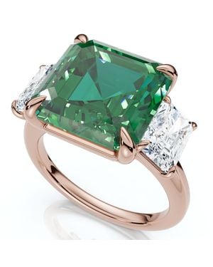 Pompeii3 8Ct Asscher Cut Emerald Cut Diamond Ring 14K Or Platinum Lab Grown - Green
