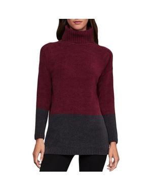 BCBGMAXAZRIA Turtleneck Colorblock Pullover Sweater - Purple
