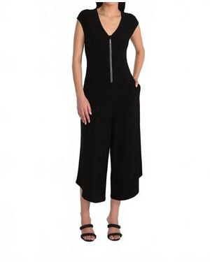 FRANK LYMAN Embellished Zipper Jumpsuit - Black