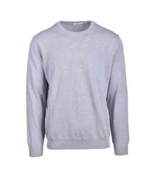 Manipuri Elbow-Patch Cotton Sweater - Blue
