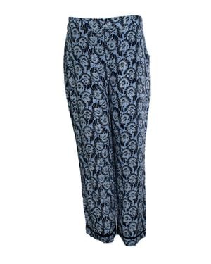 Prada Floral Printed Silk Casual Pantalon - Blue