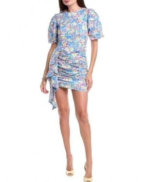 En Saison Sia Floral Ruched Mini Dress - Blue