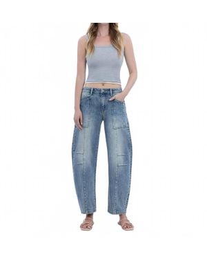 Flying Monkey Serene High Rise Crop Barrel Jean - Blue