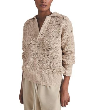Reiss Hunter Polo Neck Textured Sweater - Natural