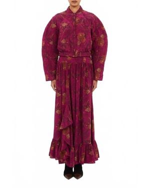 Ulla Johnson Lavinia Silk Quilted Bomber Jacket - Red