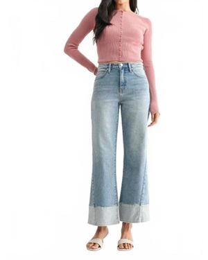 Jbd. High Rise Two Toned Slim Wide Leg Jeans - Blue