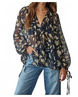 By Together Aether Bloom Ruffle Flow Long Sleeve Top - Blue