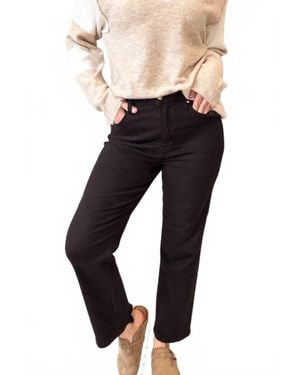 Risen Tummy Control High Rise Cropped Straight Jeans - Black