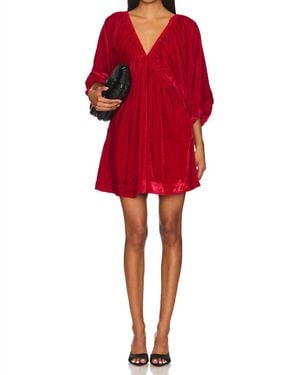 Free People Portia Velvet Mini Dress - Red