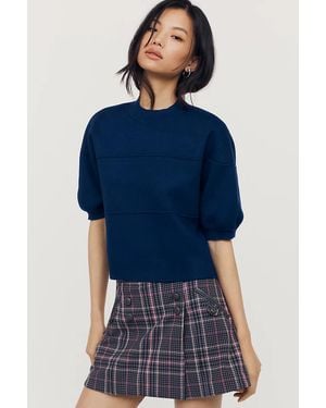 Maeve Puff-Sleeve Knit Pullover - Blue