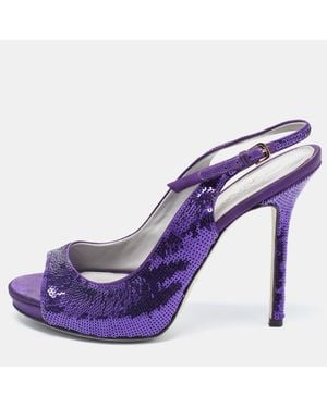 Sergio Rossi Sequin And Satin Slingback Sandals - Purple