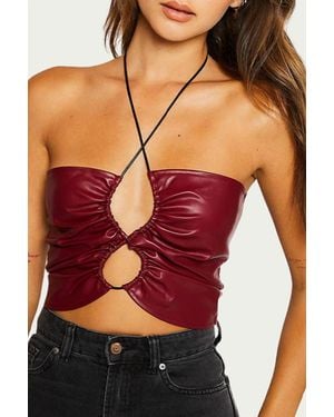 Pretty Garbage Vegan Leather Cutout Top - Pink