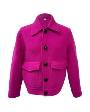 Ami Paris Boxy Fit Double Face Coat - Pink