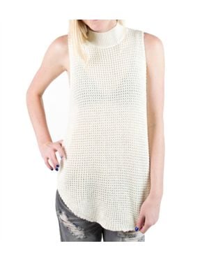 MINKPINK Bittersweet Chunky Wool Mock Neck Tunic Sweater Top - White