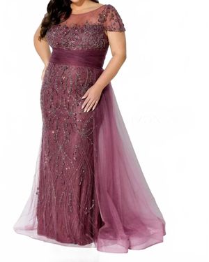 Mon Cheri Short Sleeve Fit And Flare Dress - Purple
