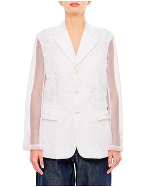 Comme des Garçons Micro-Flower Tulle Blazer With Flap Pockets - White