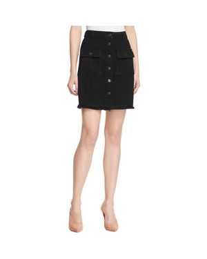 Hidden Jeans Denim Raw Hem A-Line Skirt - Black