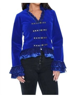 Orchid Bloom Velvet Gloria Tailed Jacket - Blue