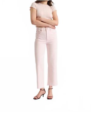 DAZE Pleaser High Rise Wide Ankle Jean - White