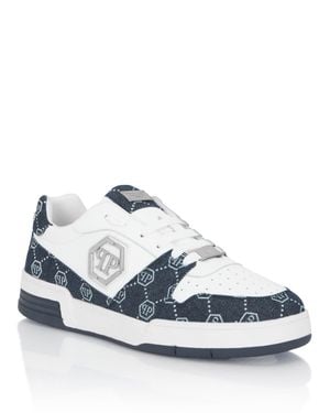 Philipp Plein Low-Top Sneakers P-Force Denim Monogram - Blue