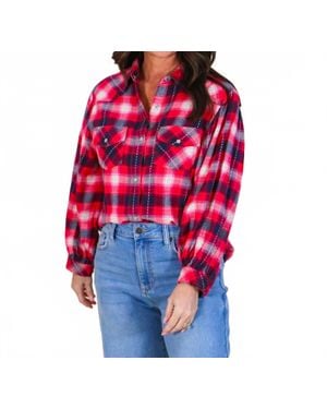 Ivy Jane Plaid Print Flannel Top - Red