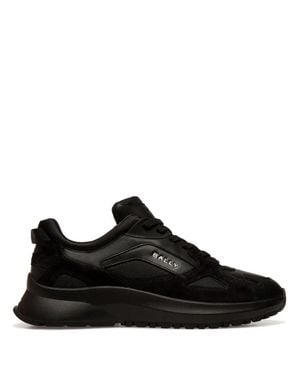 Bally Low-Profile Suede Mesh Leather Sneakers - Black