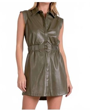 Elan Vegan Leather Dress - Green