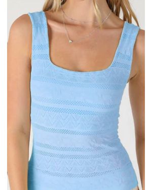 Nikibiki Lace Textured Square Neck Top - Blue