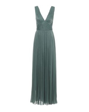 Costarellos Lurex Georgette Maxi Dress With Deep V-Neckline - Green