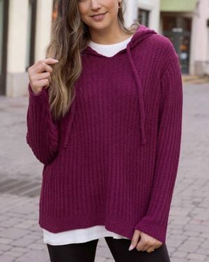 Grace and Lace Cloud Ribbed Hoodie - Purple