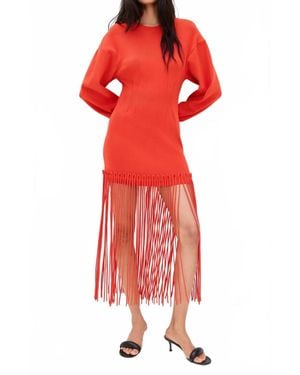 Simon Miller Wallace Knit Fringe Dress - Red