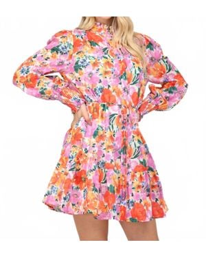 Fate Floral Button Front Dress - Red