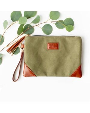 FUNKY MONKEY Check Lined Wristlet - Green