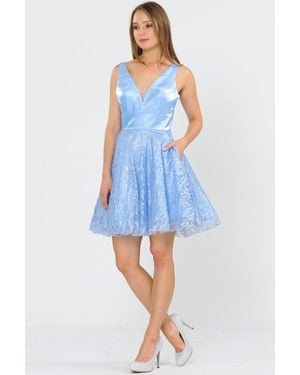 TRUEDAMES Fit & Flare Short Homecoming Dress - Blue