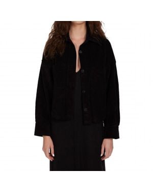 Les Tien Coopa Oversized Crop Button Up Top - Black