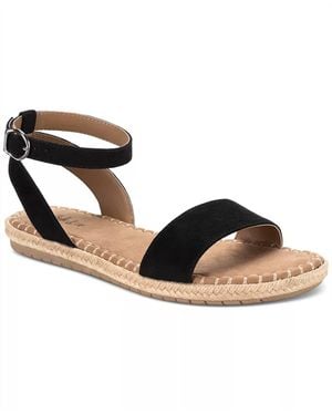Style & Co. Peggyy Ankle Strap Espadrille Flat Sandals - Black
