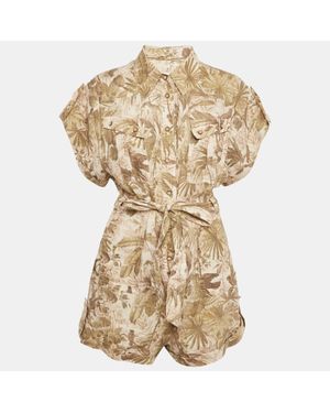 Zimmermann Tropical Print Linen Playsuit - Natural