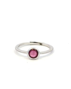 AAMIAA Color Candy Collection Ring With 5Mm Round Garnet - Multicolor