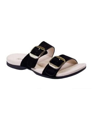 Spenco Vista Sandals Leather Arch Support Slip On Hawk2256 - Black