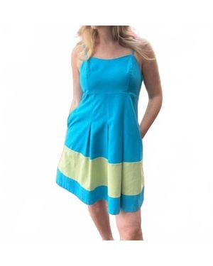 J joy Coastal Pleated Block Sundress - Blue