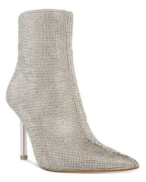 Steve Madden Elysia Boots 7.5 Rhinestone Pointed Toe Bootie Khd2103 - Gray