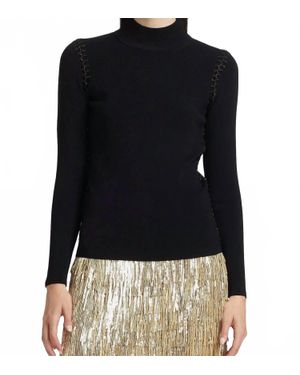 Tahari The Nina Whipstitched Turtleneck Sweater - Black
