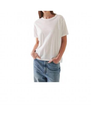 Patrick Assaraf Short Sleeve Iconic Boyfriend Crew Top - Blue