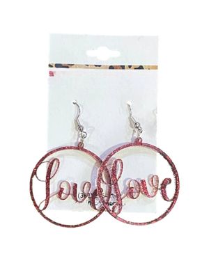 Southern Attitude Glittery Love Hoop Earrings - White