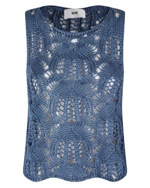 SOLOTRE Knitwear Lino Top - Blue