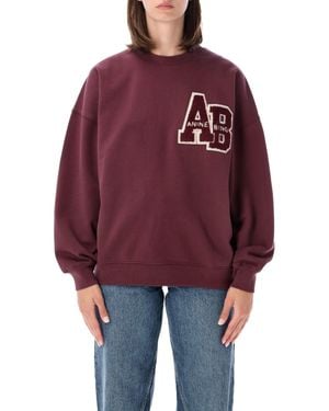 Anine Bing Miles Letterman Cotton Varsity Sweatshirt - Red