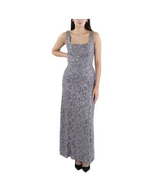 Alex Evenings Lace Sequined Evening Dress - Gray
