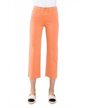 Sneak Peek High Rise Straight Leg Raw Hem Capris - Orange