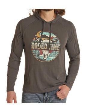 Rock And Roll Cowboy Dale Brisby Long Sleeve Graphic Hoodie - Gray